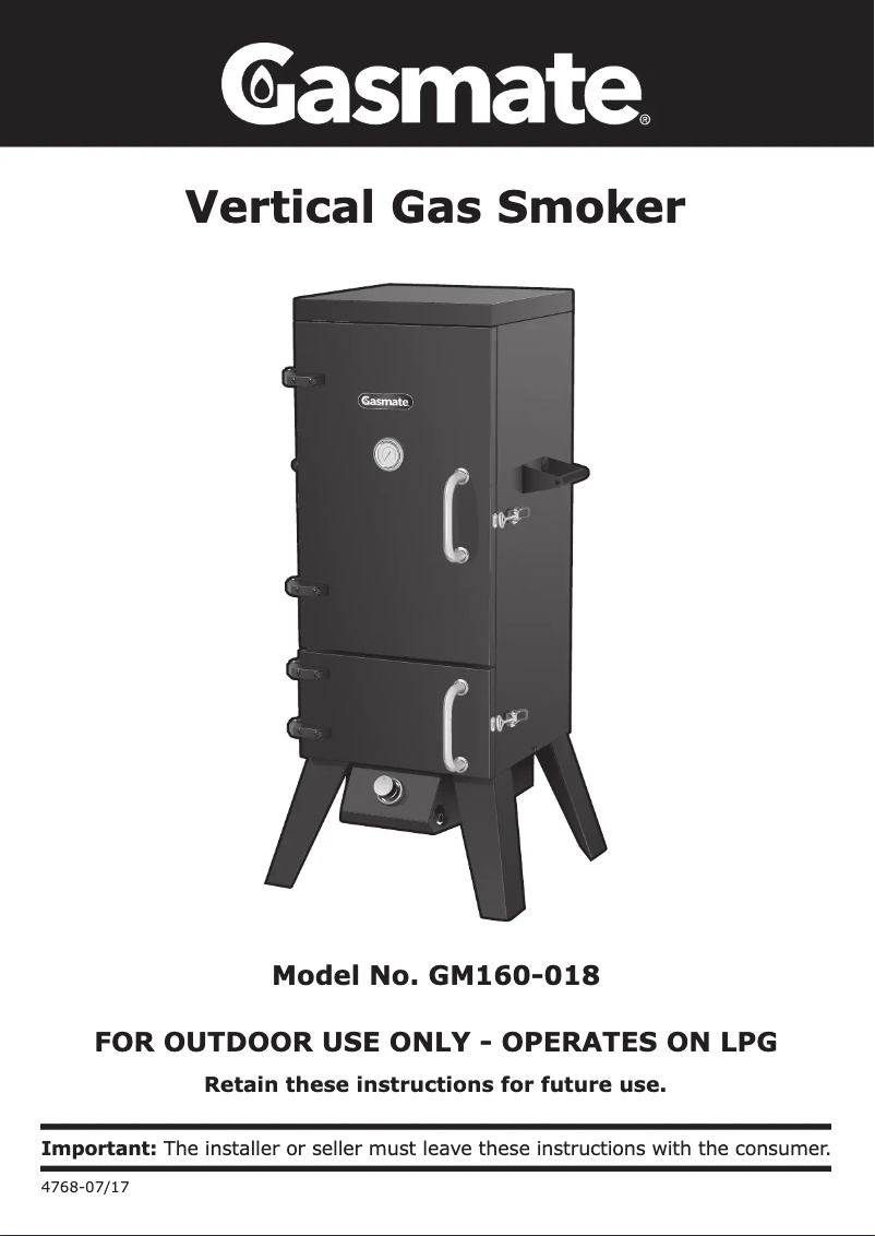 Page 1 de la notice Manuel utilisateur Gasmate GM160-018