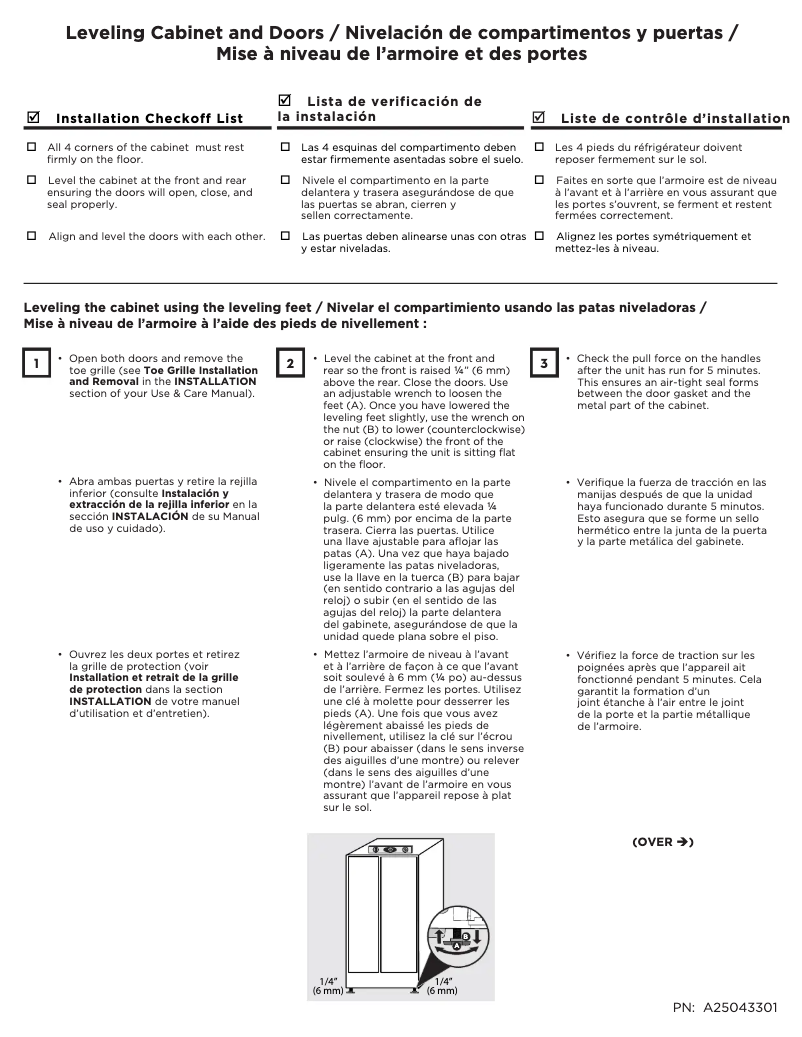 Page n°1 - Guide d'installation Frigidaire FRSS2323AW