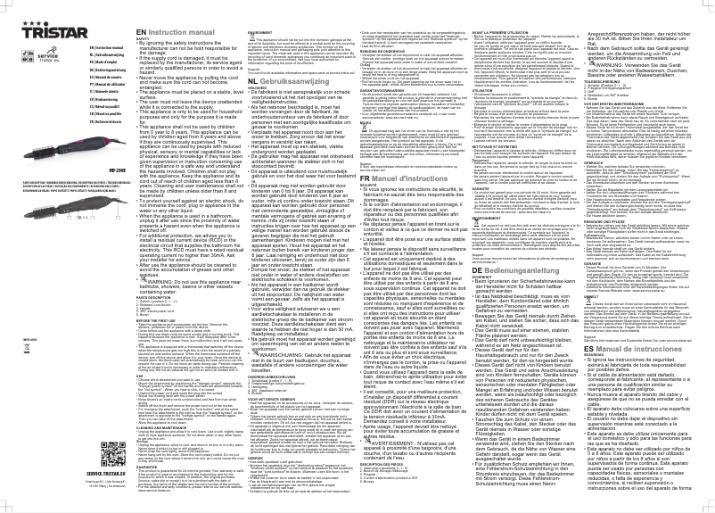 Page 1 de la notice Manuel utilisateur TriStar HD-2362