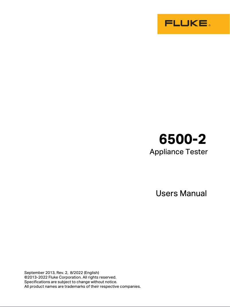 Page n°1 - Manuel utilisateur Fluke 6500-2