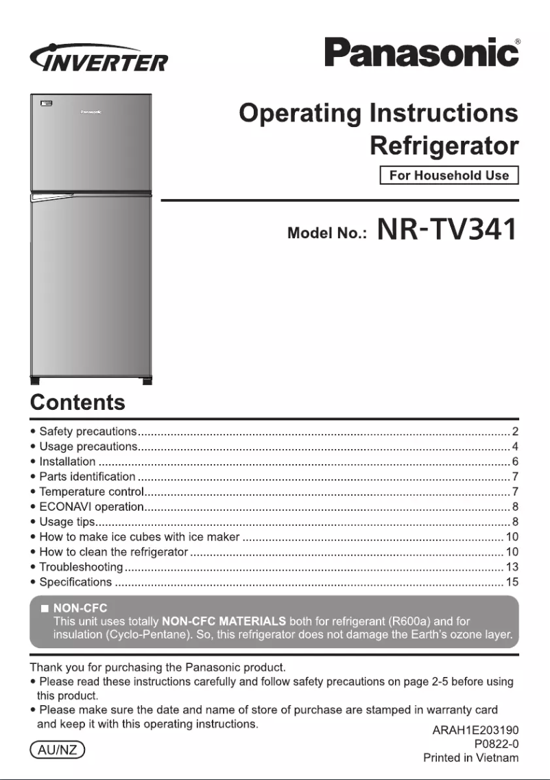 Image de la première page du manuel de l'appareil NR-TV341BPS