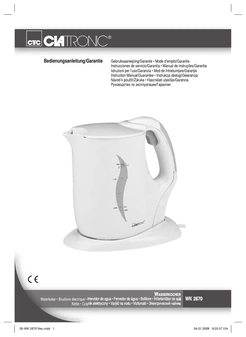 Image de la première page du manuel de l'appareil WK 2670