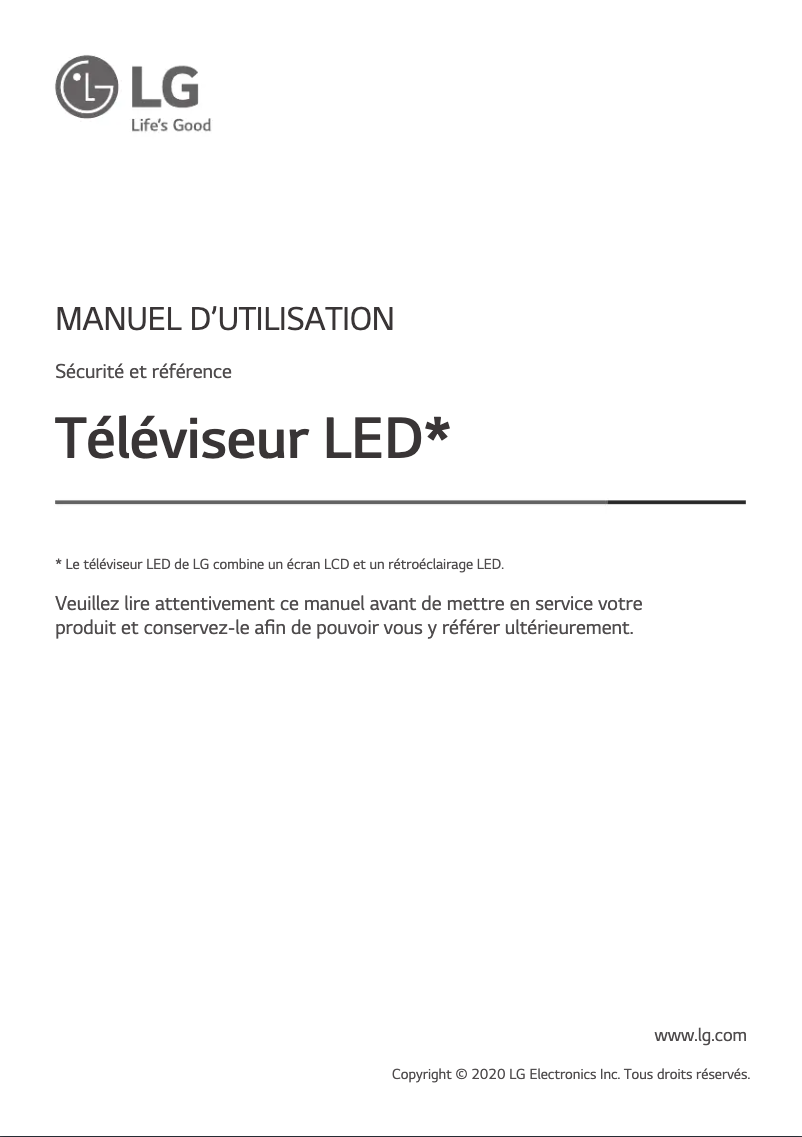 Page 1 de la notice Manuel utilisateur LG 49UN7240PVG
