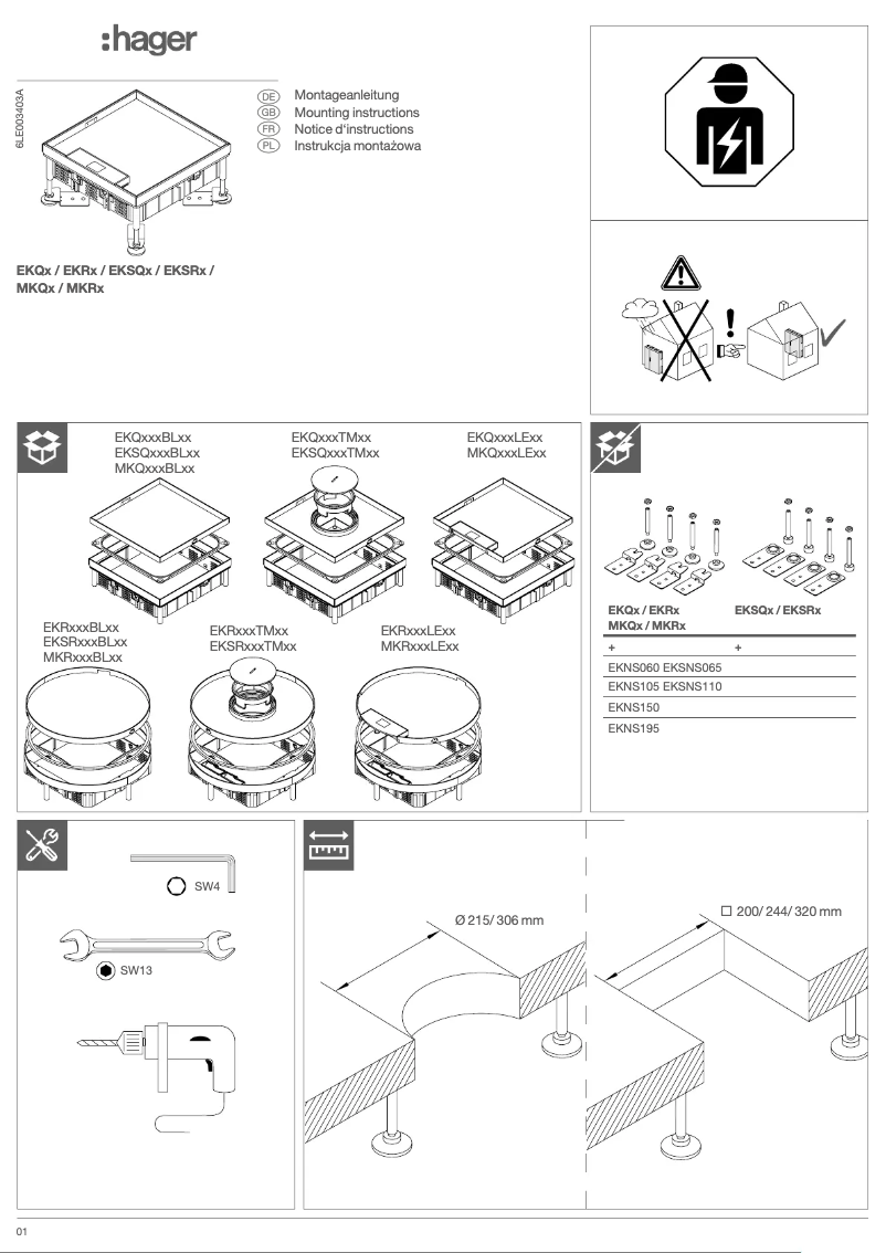 Página 1 del manual Manual de usuario Hager EKR060LE15