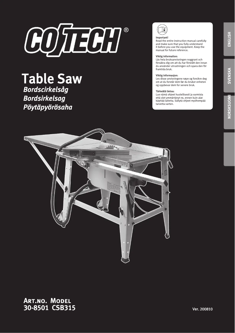 Page n°1 - Manuel utilisateur Cotech CSB315