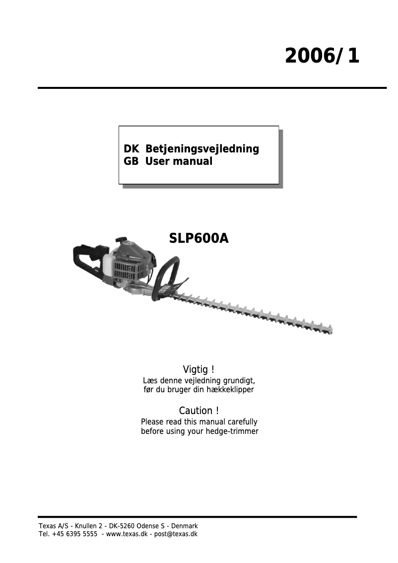 Page n°1 - Manuel utilisateur Texas SLP 600 A
