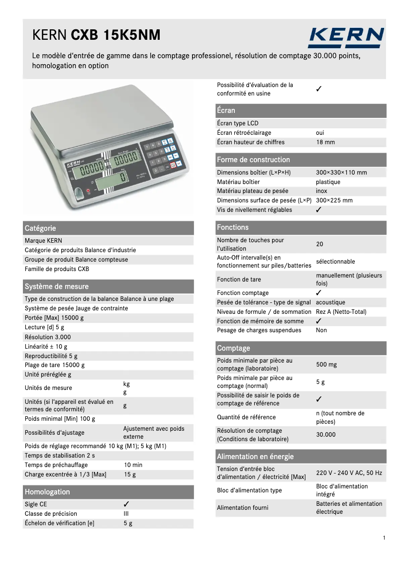 Image de la première page du manuel de l'appareil CXB 15K5NM