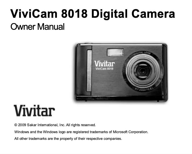 Image de la première page du manuel de l'appareil ViviCam 5018