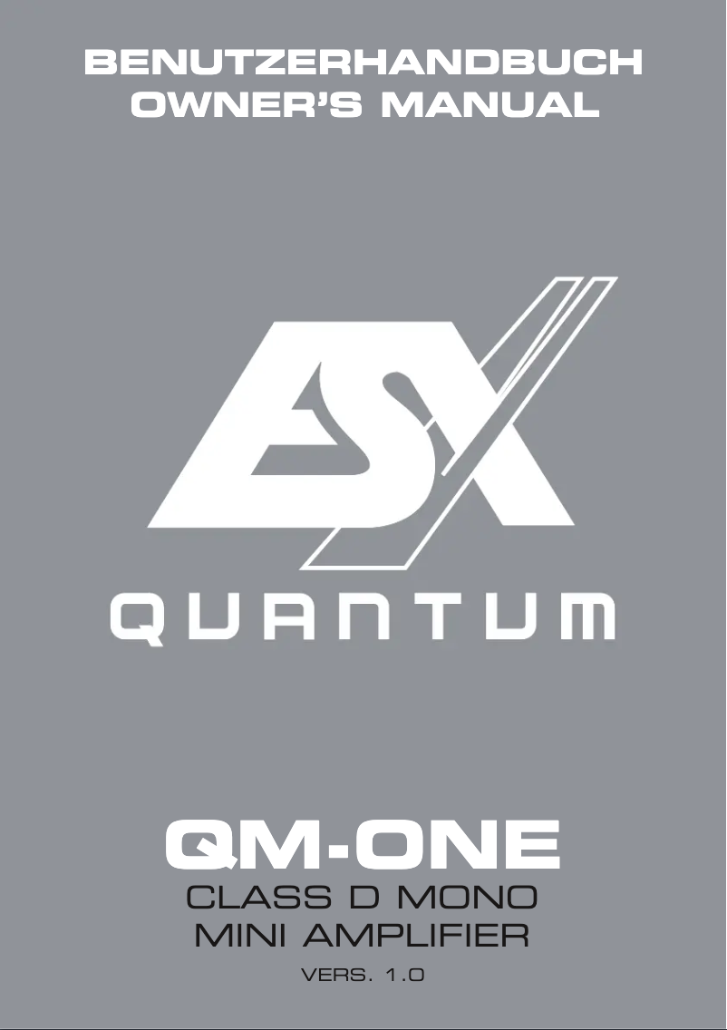 Page n°1 - Manuel utilisateur ESX Quantum QM-ONE