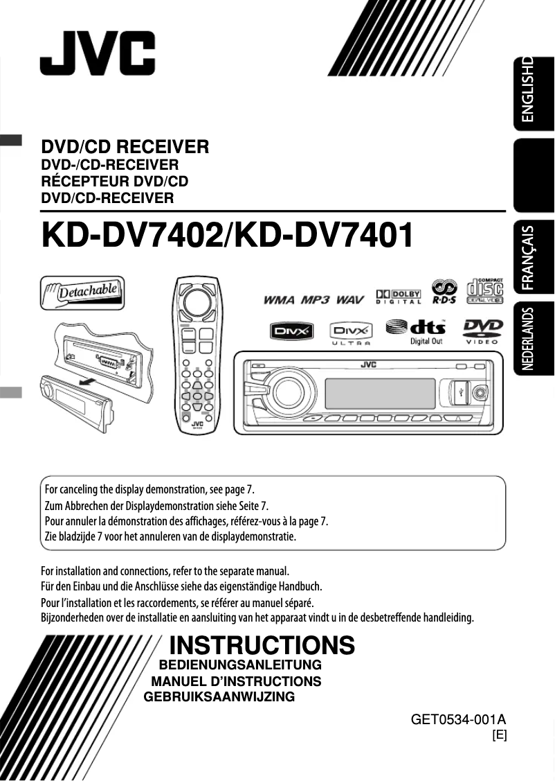 Page 1 of the manual User Manual JVC KD-DV7402