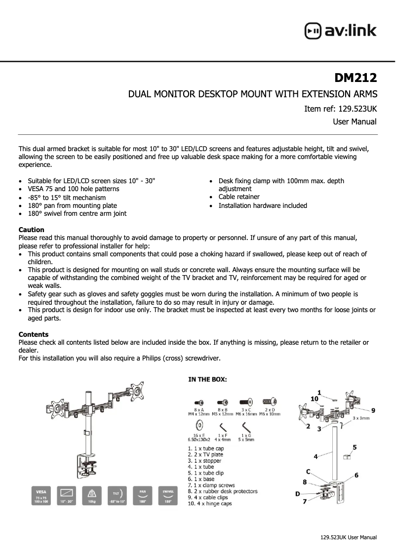 Page 1 de la notice Manuel utilisateur AV:link DM212