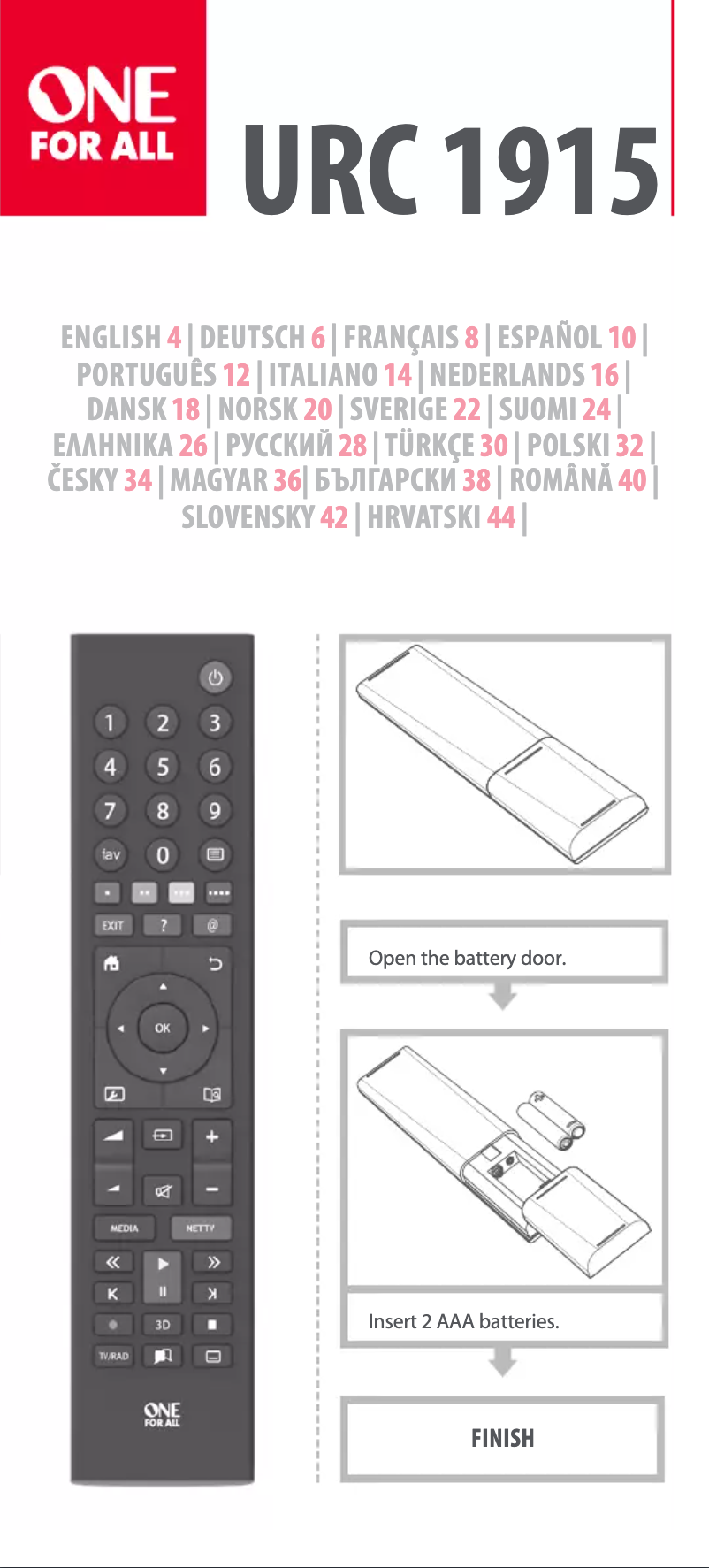 Page 1 de la notice Manuel utilisateur One for all Grundig URC 1915
