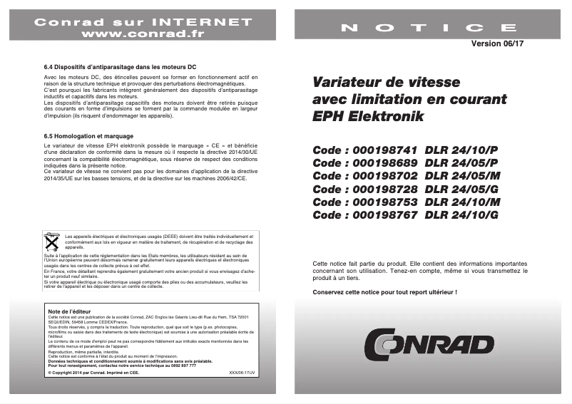 Page 1 de la notice Manuel utilisateur EPH Elektronik DLR 24/05/P