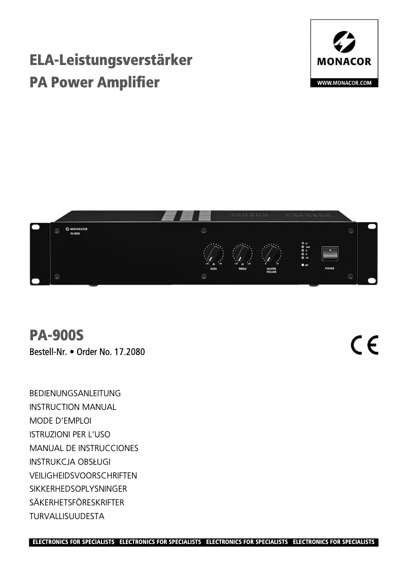 Page n°1 - Manuel utilisateur Monacor PA-900S