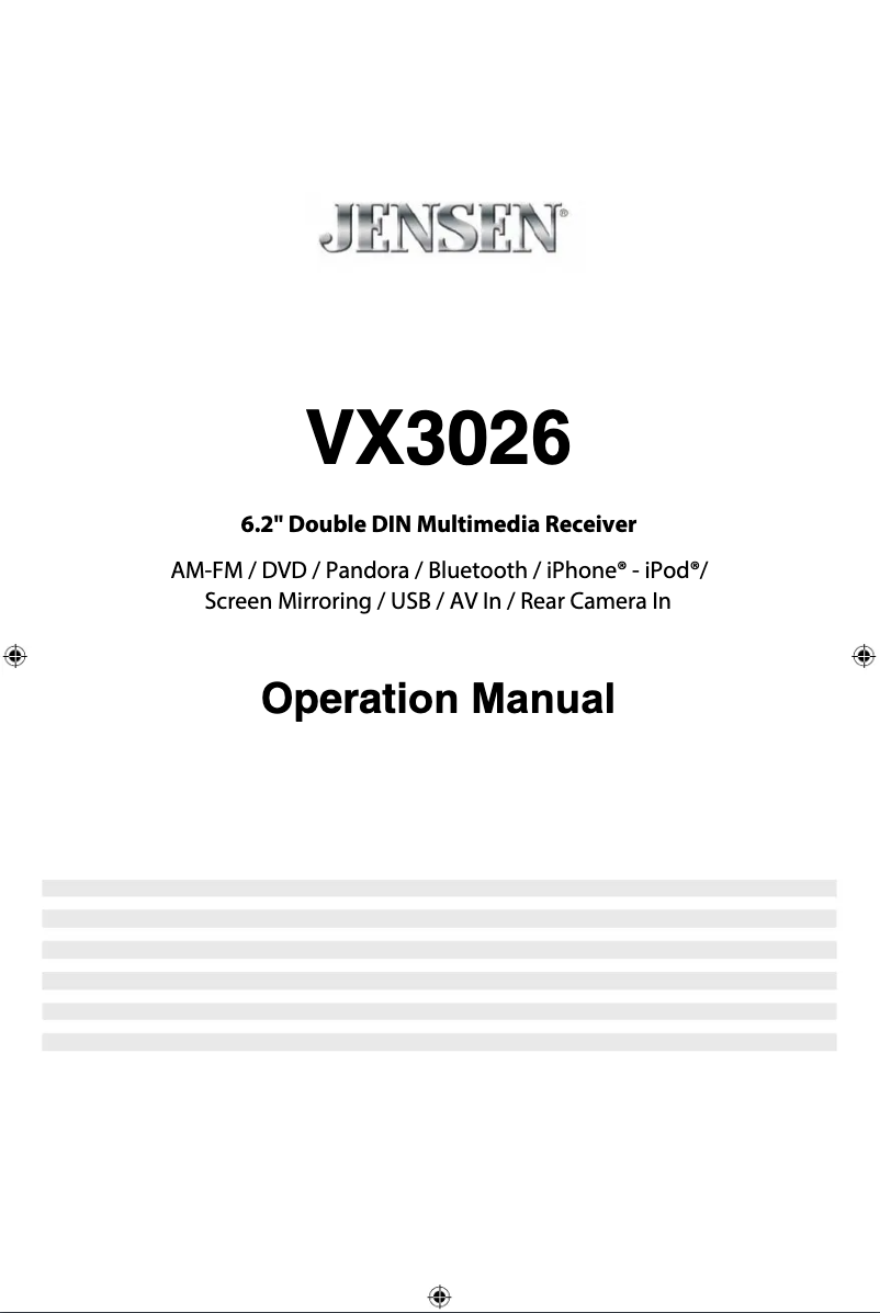 Page 1 de la notice Manuel utilisateur Jensen VX3026