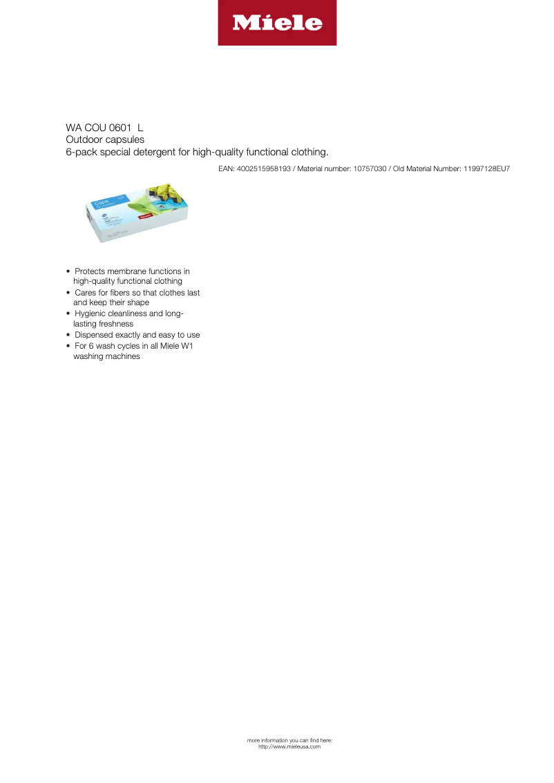 Página 1 del manual Manual de usuario Miele WA COU 0601 L