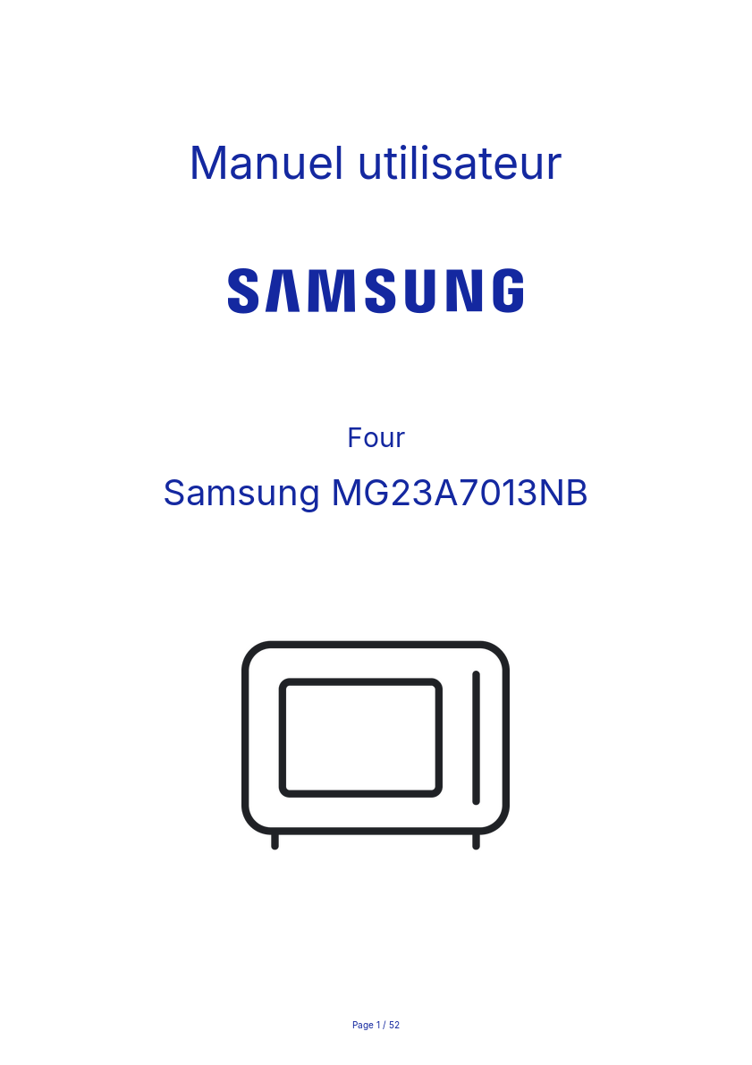 Page n°1 - Manuel utilisateur Samsung MG23A7013NB