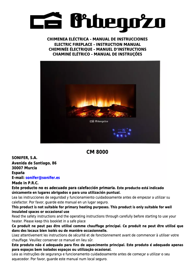 Page 1 de la notice Manuel utilisateur Orbegozo CM 8000