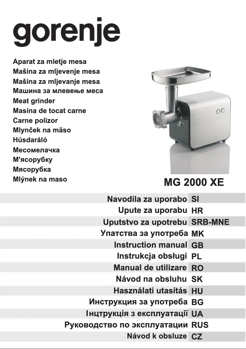 Página 1 del manual Manual de usuario Gorenje MG2000XE