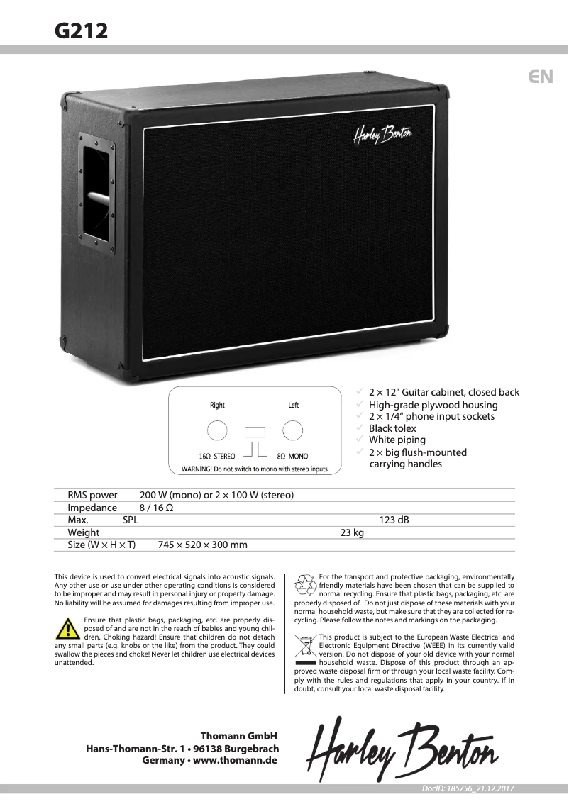 Image de la première page du manuel de l'appareil G212