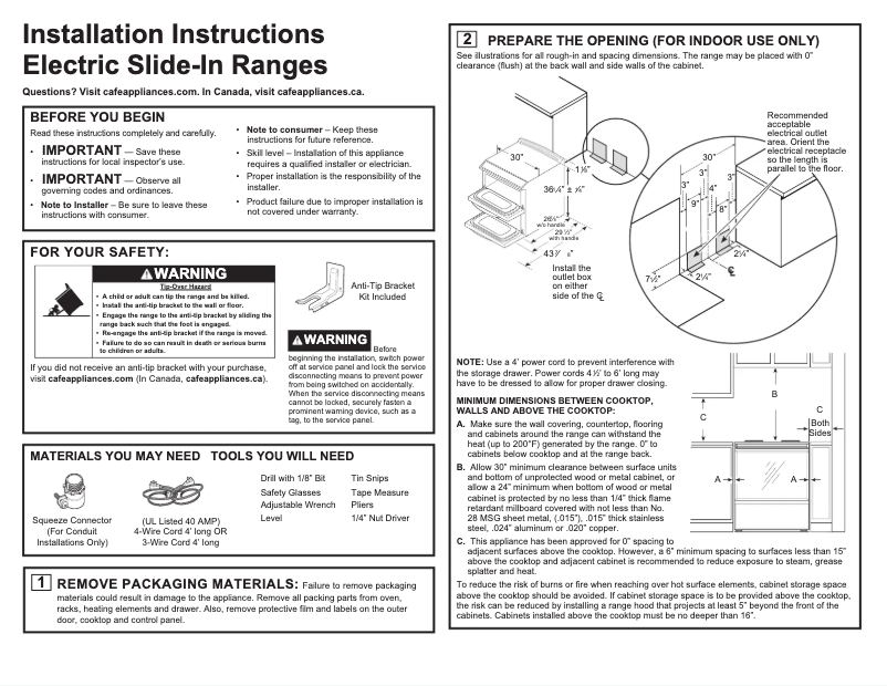 Page 1 de la notice Guide d'installation GE CHS950P2MS1