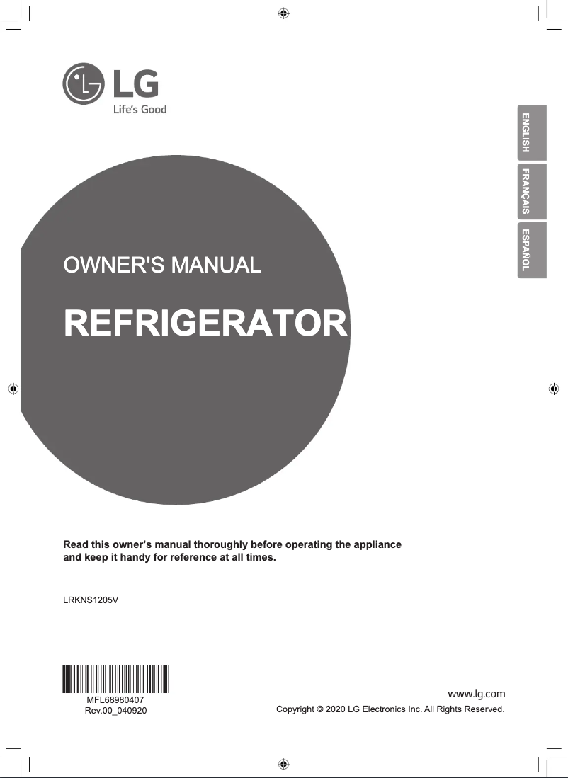 Page 1 de la notice Manuel utilisateur LG LRKNS1205V