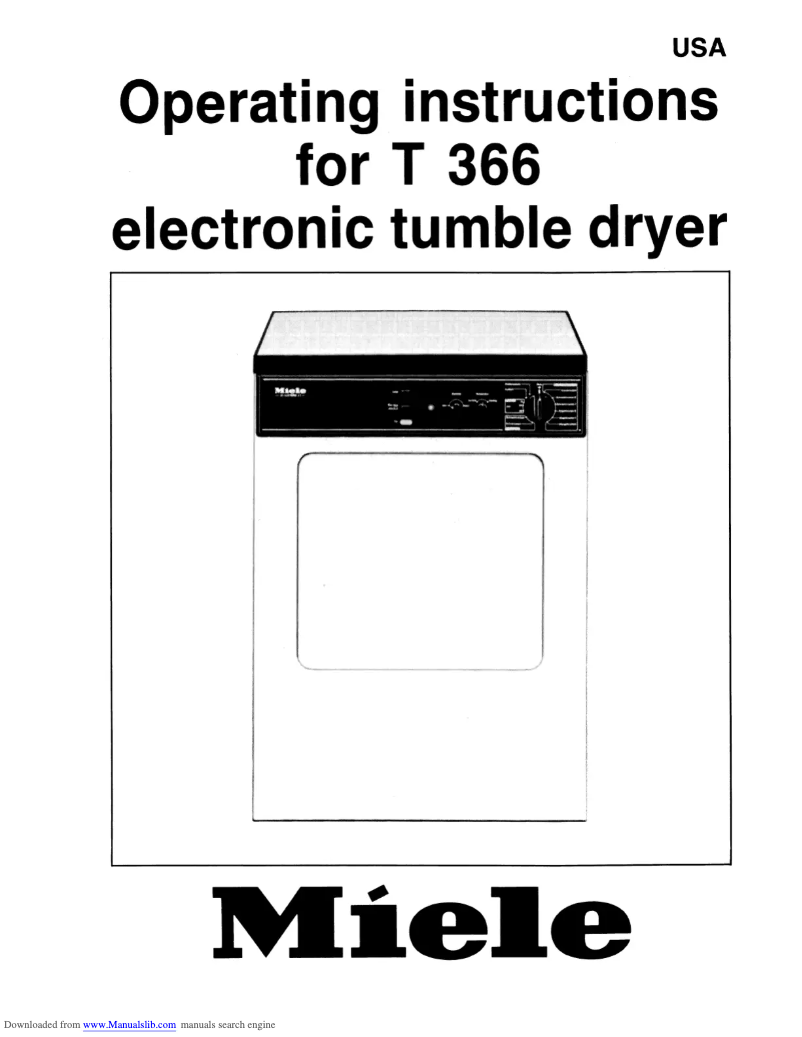 Page n°1 - Manuel utilisateur Miele T 366