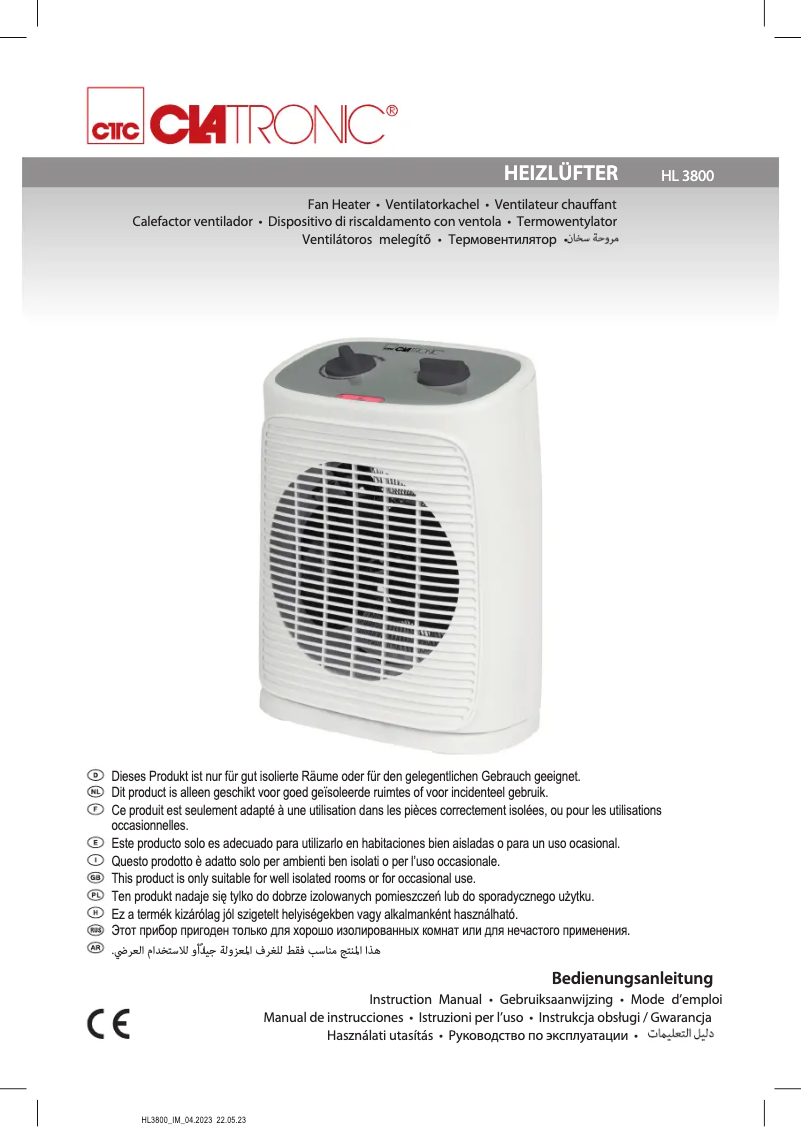 Page 1 de la notice Manuel utilisateur Clatronic HL 3800