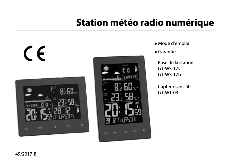 Page 1 de la notice Manuel utilisateur PANA GT-WS-17v