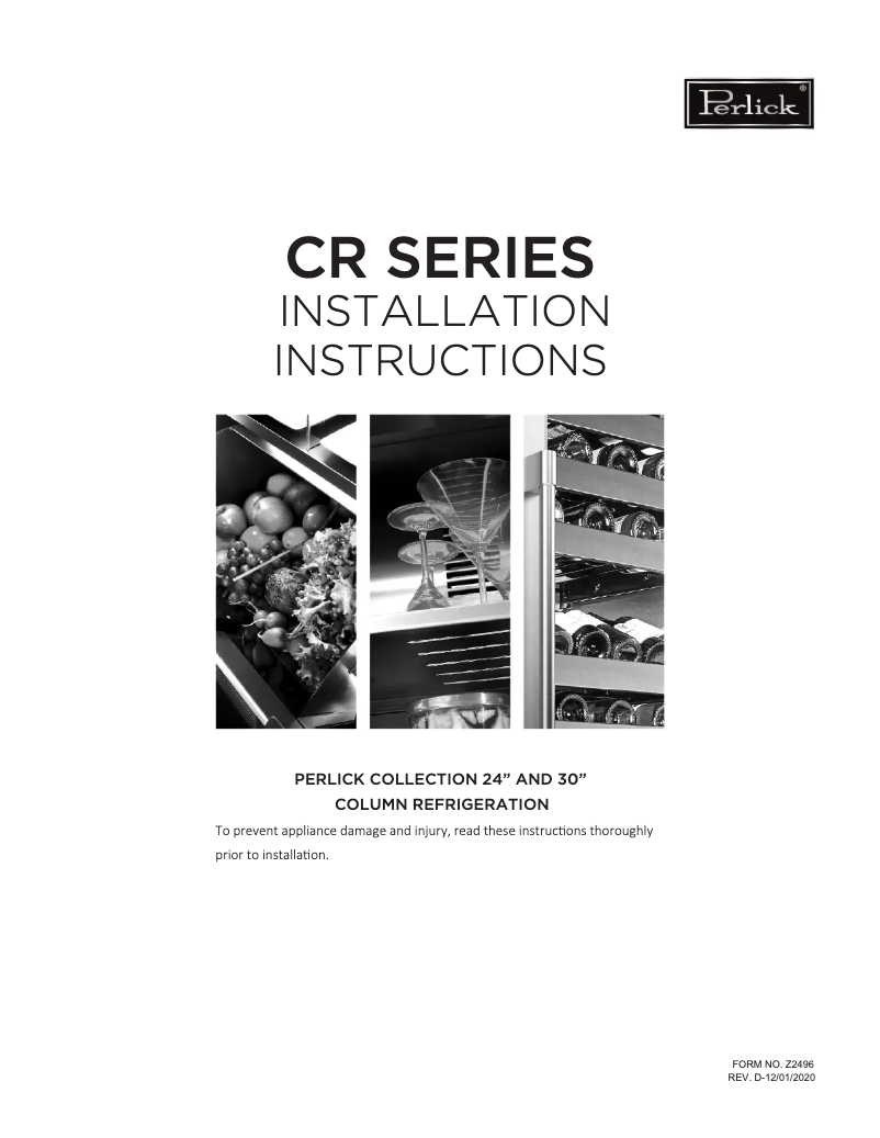 Page n°1 - Guide d'installation Perlick CR24R-1-2R