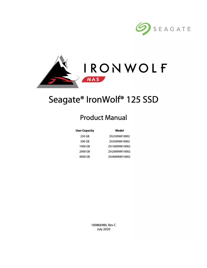Image de la première page du manuel de l'appareil IronWolf 125