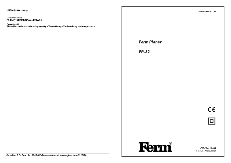 Page n°1 - Manuel utilisateur Ferm PPM4001