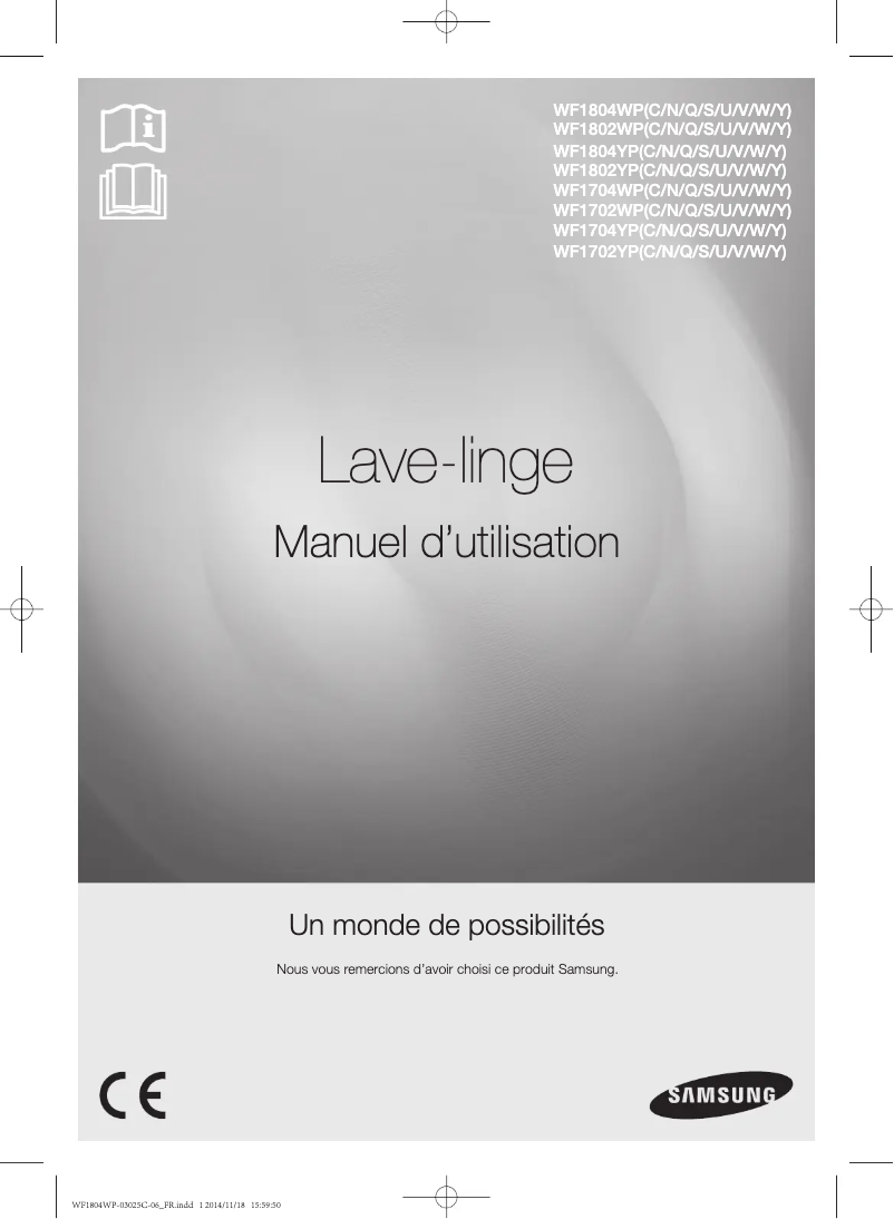 Page 1 de la notice Manuel utilisateur Samsung WF1704WPU