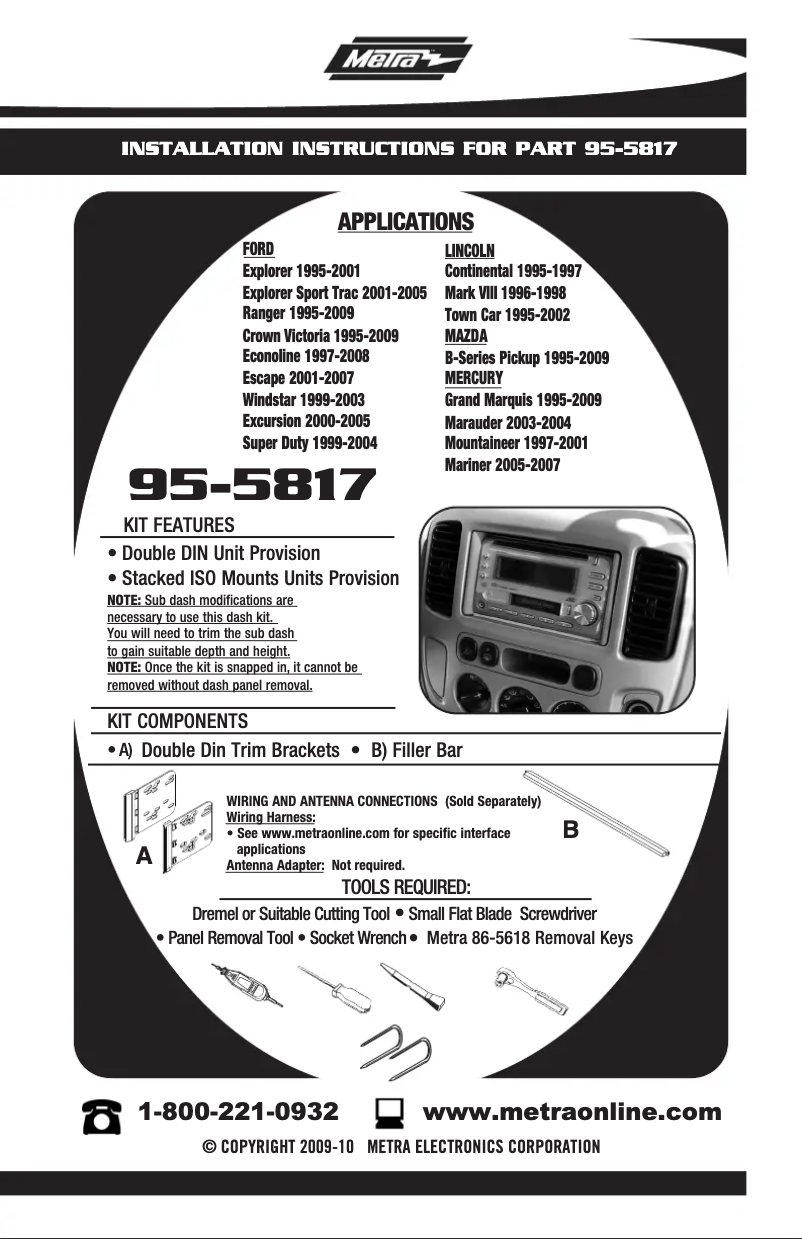 Página 1 del manual Folleto Metra 95-5817