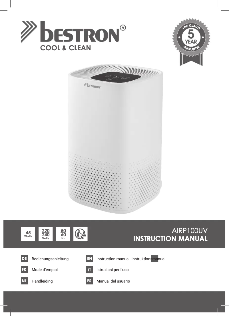 Page n°1 - Manuel utilisateur Bestron AIRP100UV