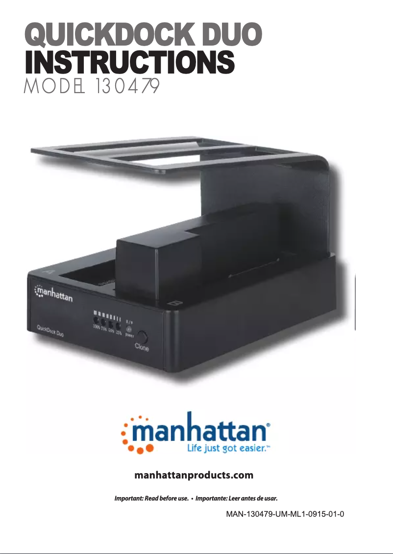Page 1 de la notice Manuel utilisateur Manhattan QuickDock Duo 130479