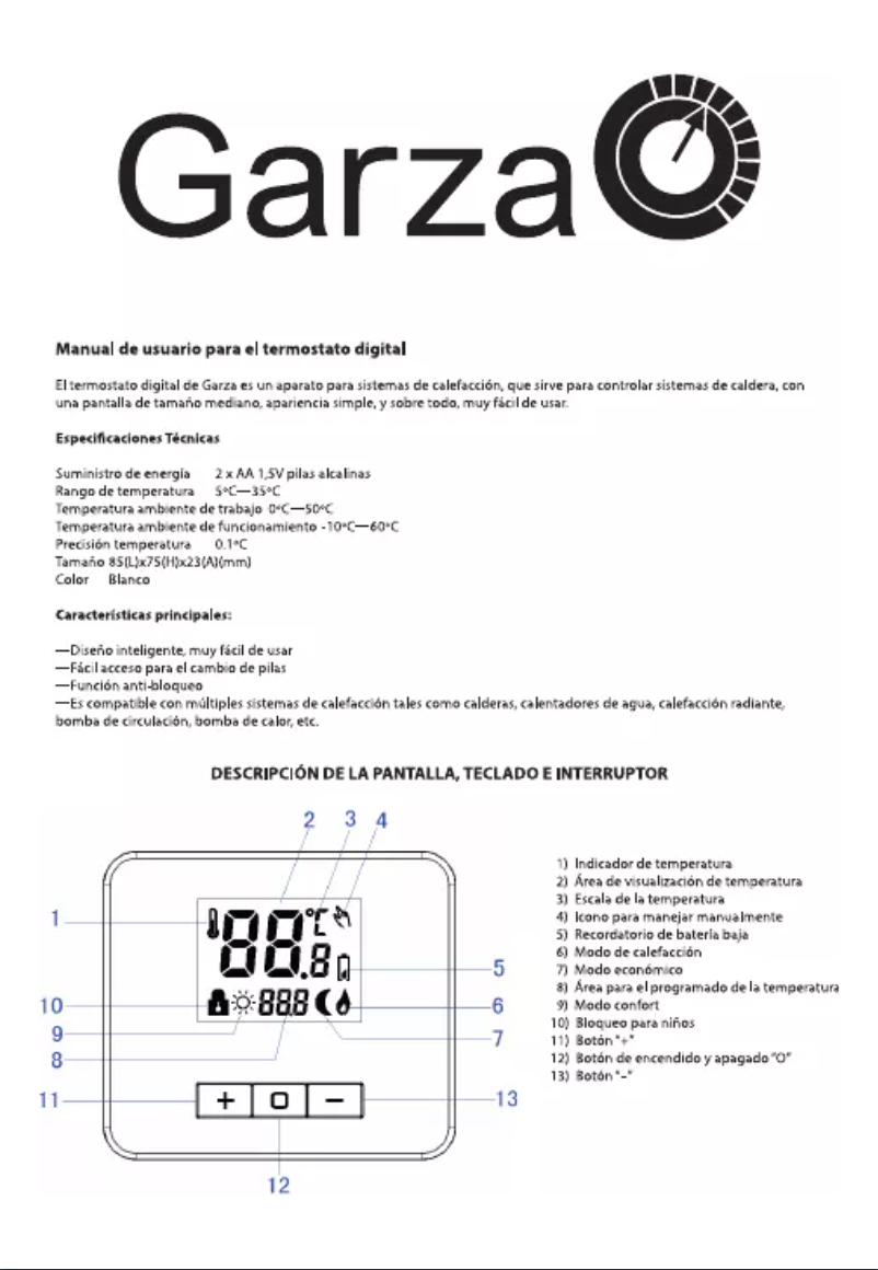 Page 1 de la notice Manuel utilisateur Garza SAS919WHB-0