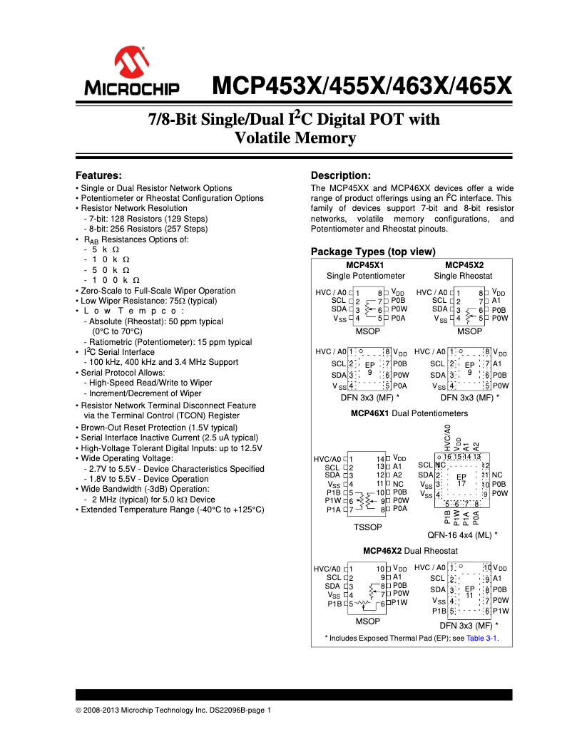 Image de la première page du manuel de l'appareil mcp4662