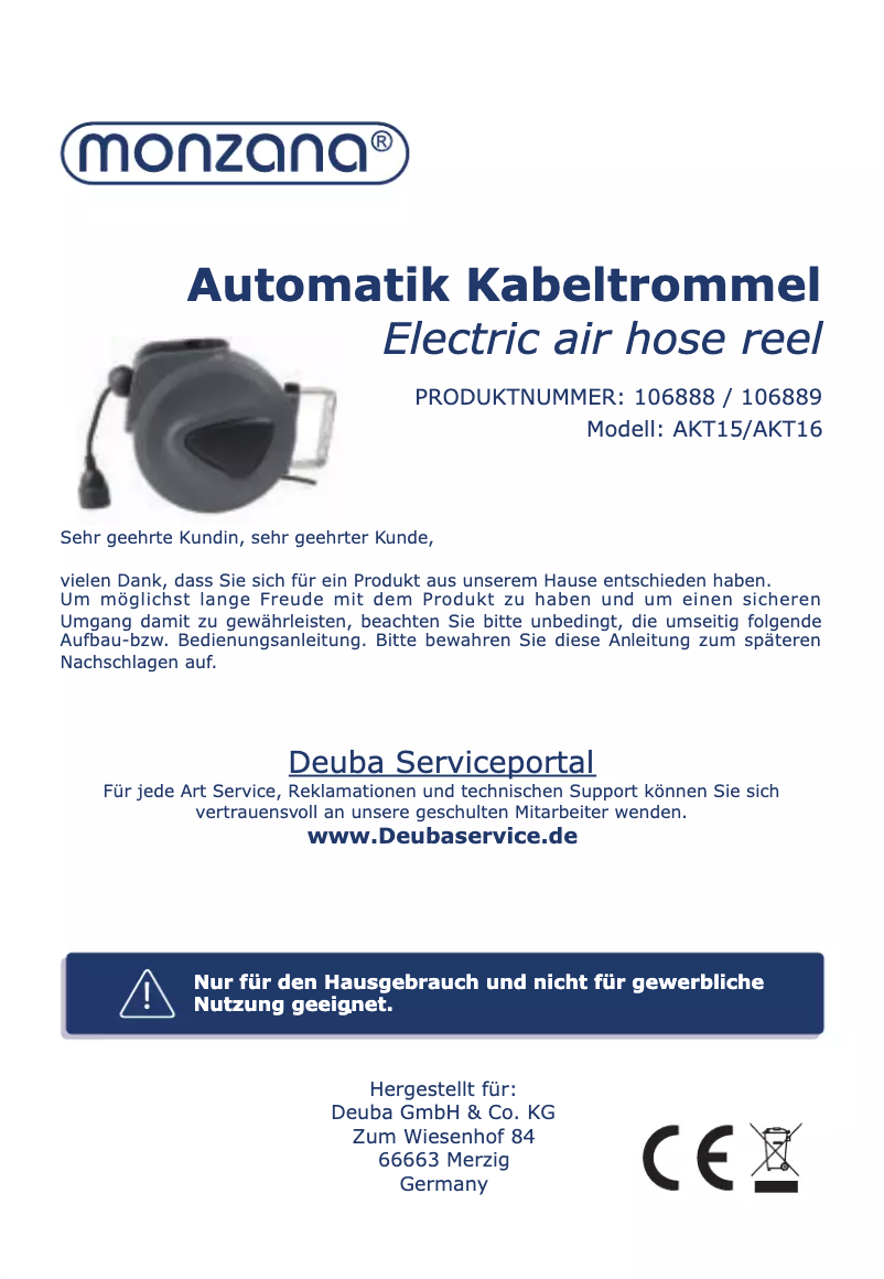 Page 1 de la notice Manuel utilisateur Monzana AKT15