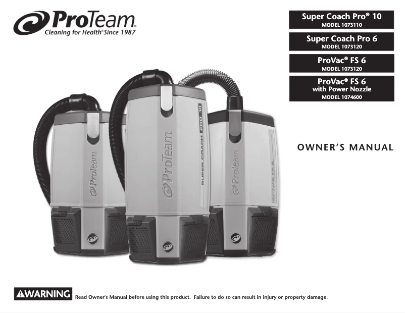 Page n°1 - Manuel utilisateur ProTeam Super Coach Pro 10