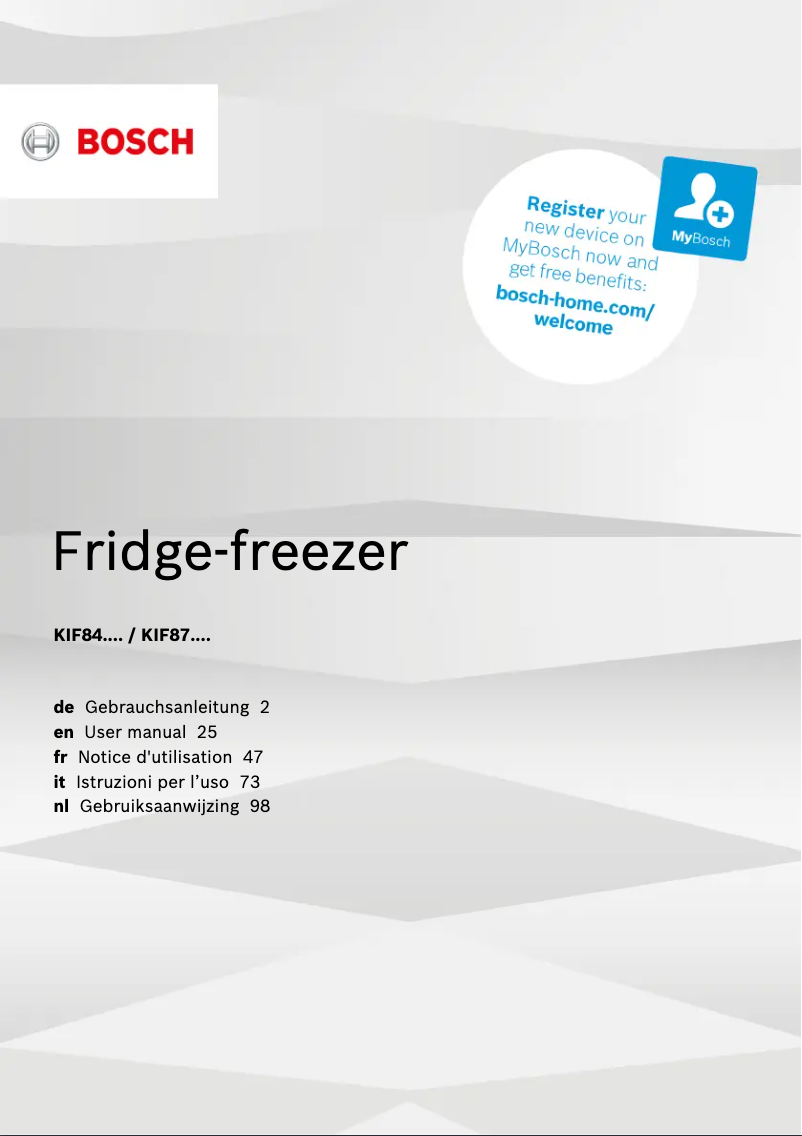 Image de la première page du manuel de l'appareil KIF87PF30