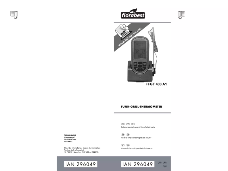 Page n°1 - Manuel utilisateur Florabest FFGT 433 A1