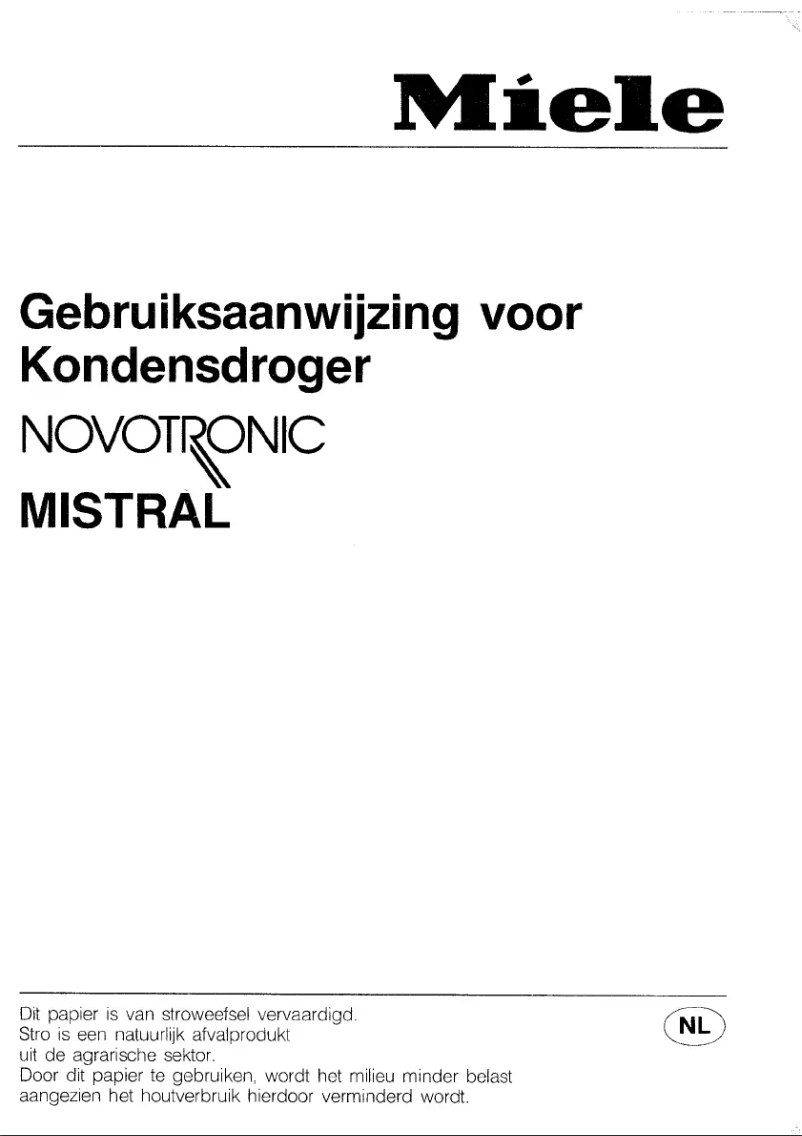 Page n°1 - Manuel utilisateur Miele Novotronic Mistral T 453 C