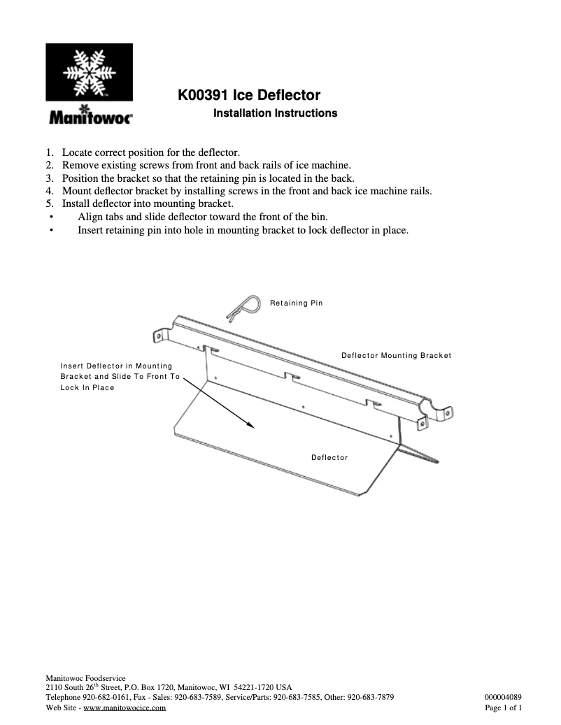 Page 1 de la notice Instructions / montage Manitowoc QuietQube S-3070C