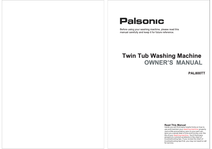 Page n°1 - Manuel utilisateur Palsonic PAL800TT
