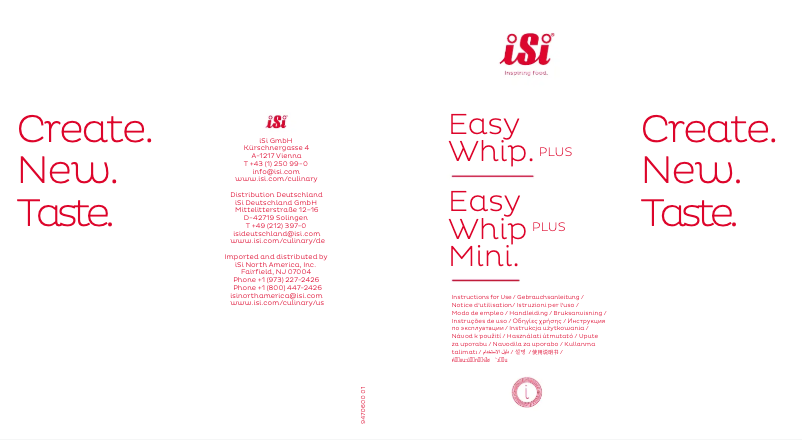 Page n°1 - Manuel utilisateur iSi Easy Whip Plus