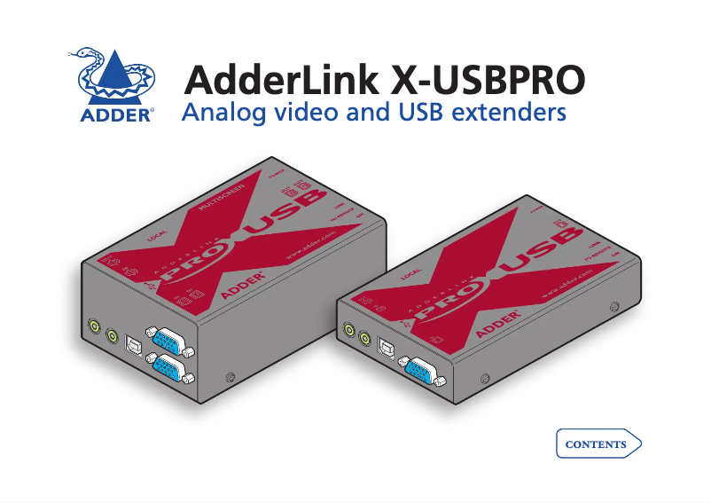Page n°1 - Manuel utilisateur Adder ADDERLink X-USB PRO