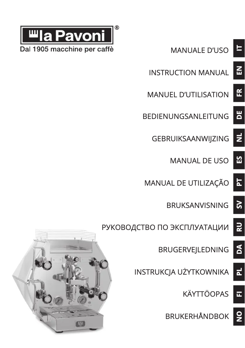 Page 1 de la notice Manuel utilisateur la Pavoni Diamantina 230V