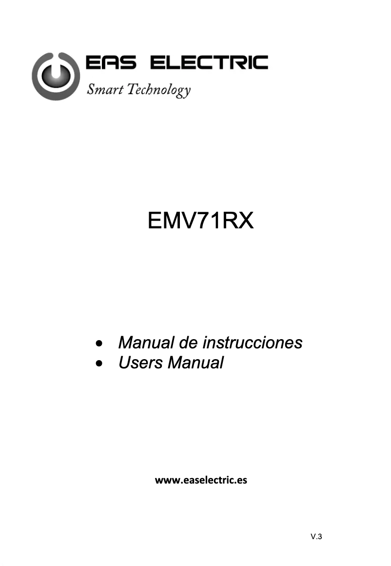 Page n°1 - Manuel utilisateur EAS Electric EMV71RX