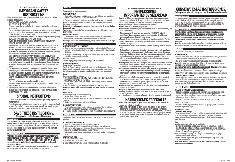 Page 1 de la notice Manuel utilisateur Black & Decker SmartSteam IR40V